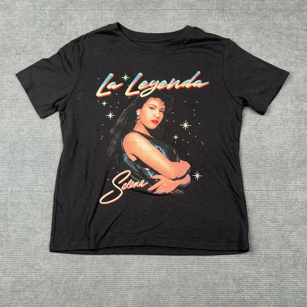 Selena Quintanilla La Leyenda Graphic Shirt Black Short Sleeve Crewneck Top Y2k